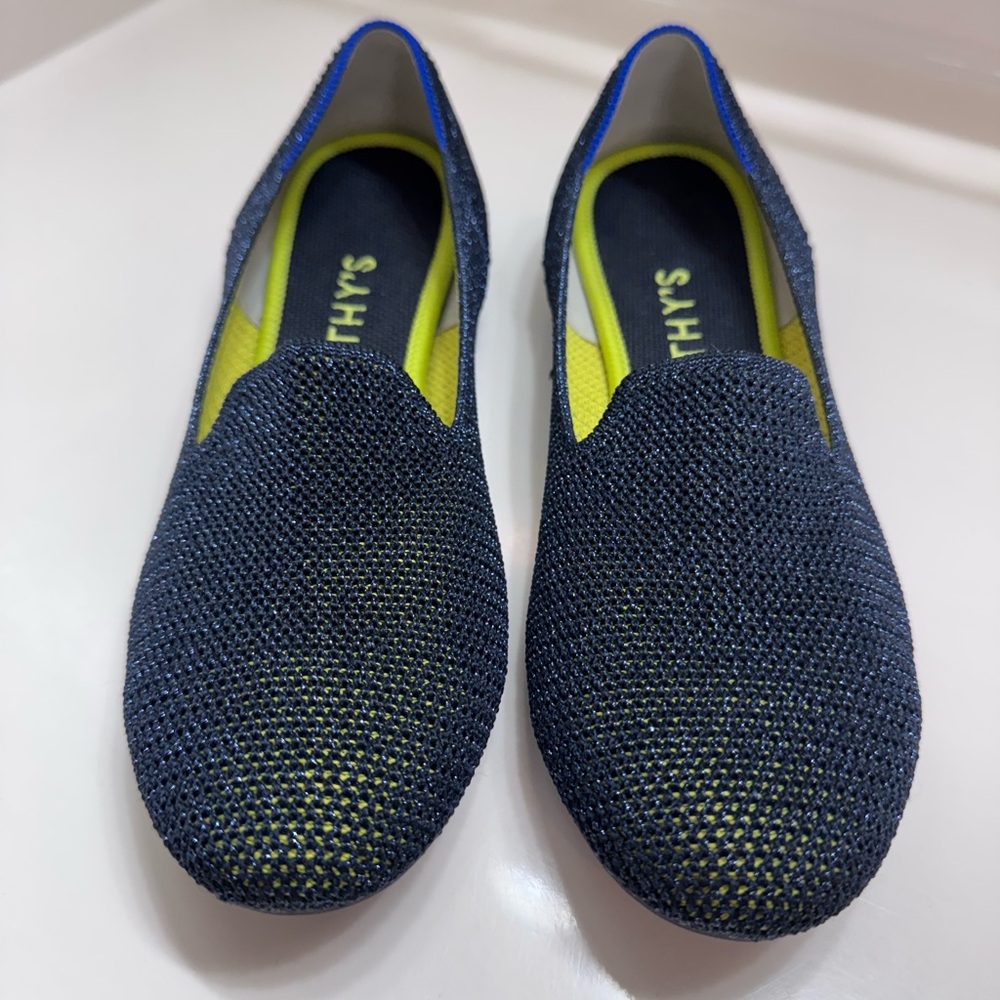 Rothy's Metallic Blue and Yellow Knit Loafers for Everyday Comfort